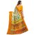 Yellow Flower Printed Cotton Silk Zari Border Saree With Blouse Piece