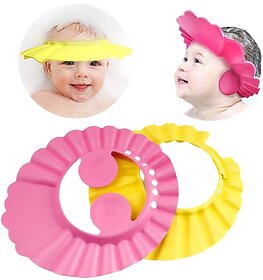 Adjustable Baby Bath Shower Cap New Soft Bathing Baby Wash Hair Eye Ear Protector Hat for New Born-2 PCS