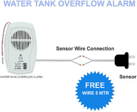 MYZK Water Tank OverFlow Bell, 220AC Powered With 5Mtr Connecting Wire, Loud human voice sound in 2 language , White