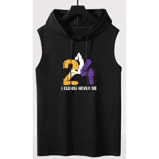                       HIT SQUARE Polyster Gym/Sports Hood Cotton Blend Tshirt For Men (24 Legends Never Die)                                              