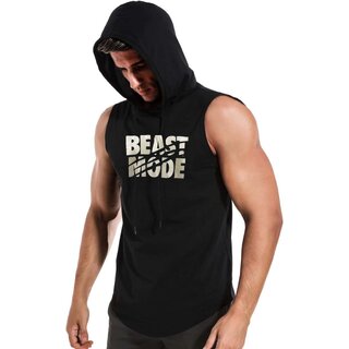                       HIT SQUARE Polyster Gym/Sports Hood Cotton Blend Tshirt For Men (Beast Mode)                                              