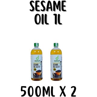                       WOOD PRESSED SESAME OIL 500ML - GINGELLY OIL - UNREFIND OIL - CHEKKU OIL - MARACHEKKU - TIL OIL - (Pack of 2)                                              