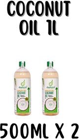 DEEKSAM WOOD PRESSED COCONUT OIL 500ML - UNREFIND OIL - CHEKKU OIL - MARACHEKKU OIL - GHANI (Pack of 2)