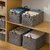 Fabric Storage Bins, 25L Foldable Storage Cubes with Steel Frame Support, Foldable Wardrobe Storage Box Pocket, Dark Gray