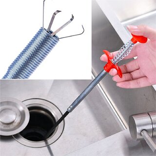                       PRODUCTMINE Drain Pipe Cleaning Spring Stick, Hair Catching Drain Pipe Cleaning Wire, Sink Cleaning Stick Sewer Tool                                              