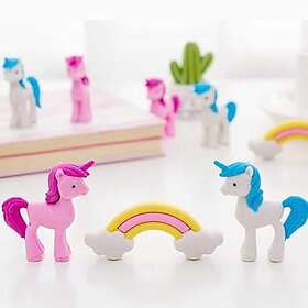 Beauty Hub Pencil Eraser for Kids Cute Unicorn Erasers Set Return Gifts for Girls Boys Kids Children Stationary School I