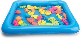 Inflatable Fishing Game with Pump and Fishing Rods, Blue