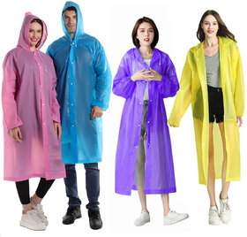 Aseenaa Rain Coat for Men, Women Waterproof for Bike, Scooty with Hood Raincoat for Unisex, Pack 4, Multicolor