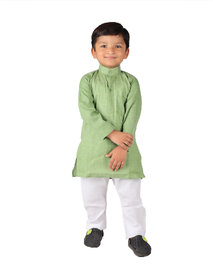 Kid Kupboard Cotton Baby Boys Kurta and Pyjama Set, Green and White, Full-Sleeves, 3-4 Years KIDS6436