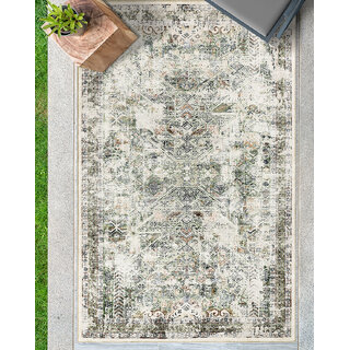                       Kaleen India Distressed Rug in a Bag-Washable Indoor/Outdoor Carpet for Bedroom/Living Area/Home-Anti Slip Backing, Polyester Self Backing for Longevity-Foldable & Easy to Store (Sage Rectangle 4X6)                                              