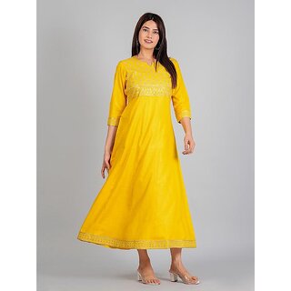Exclusive Data - Not - Present Radhika Fashion Mustard Viscose Solid Stitched Dress For Woman 20