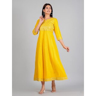 Exclusive Data - Not - Present Radhika Fashion Mustard Viscose Solid Stitched Dress For Woman 20