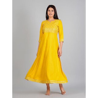 Exclusive Data - Not - Present Radhika Fashion Mustard Viscose Solid Stitched Dress For Woman 20