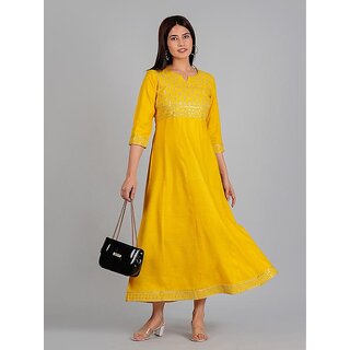 Exclusive Data - Not - Present Radhika Fashion Mustard Viscose Solid Stitched Dress For Woman 20