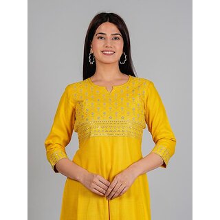 Exclusive Data - Not - Present Radhika Fashion Mustard Viscose Solid Stitched Dress For Woman 20