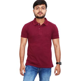                       Summer Beauty Solid Men Polo Neck Red T-Shirt                                              