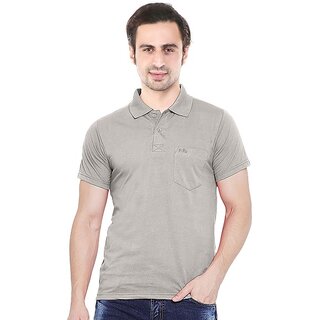                       Summer Beauty Solid Men Polo Neck Grey T-Shirt                                              