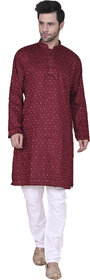 Mahadev Ethnic Traditional Men's Kurta Pyjama Set - Elegant  Comfortable Ethnic Wear (2pc Set) - Maroon Colour