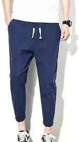 Roundfeet Mens Solid Dark Blue Track Pants