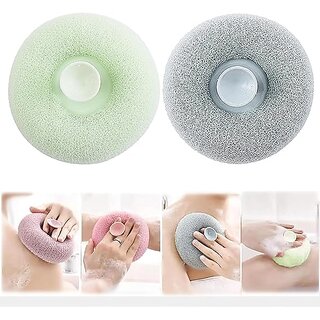                       GLITZEN Bath Sponge Cleaning Brush Super Soft Exfoliating Bath Sponge Cleaning Brush, Massage Bath Sponge Ball with Suction Cup for Women Men (Multicolour) (PACK OF 2)                                              