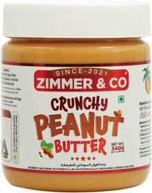 Zimmer  Co Crunchy Peanut Butter 340 G  Rich in Fibre 7  HIGH in Protein 26 GM  No Hydrogenated Oil  No Palm Oil