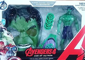 Avenger Super Hero Action Figure For Boys With Hulk Mask Wrist Band With Shooting Discs And Hulk Superhero Action Figur