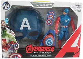 Avenger Super Hero Action Figure for Boys with Captain America mask Wrist Band with Shooting Discs and Captain America S