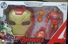 Avanger Super Hero Action Figure for Boys with Iron Man mask Wrist Band with Shooting Discs and Iran Man Superhero Acti