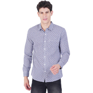                       Mens Grey All Over Print Cotton Shirts                                              