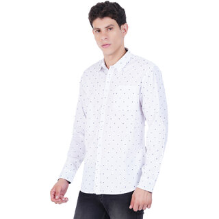                       Mens White All Over Print Cotton Shirts                                              
