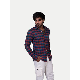                      Mens Navy Checked Cotton Shirts                                              