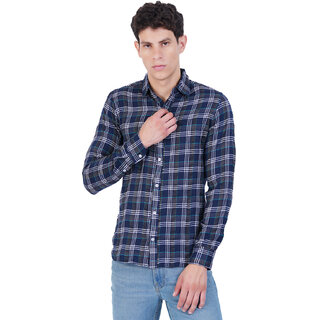                       Mens Navy Checked Cotton Shirts                                              