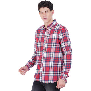                       Mens Red  Checked Cotton Shirts                                              