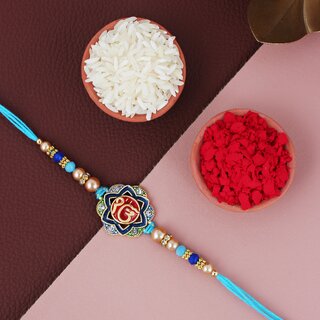 LUCKY JEWELLERY Meenakari Ik Onkar Religious Sikh Rakhi for Brother/Bhaiya/Bhai/Bhabhi Pack of 1 LUCKY JEWELLERY Meenakari Ik Onkar Religious Sikh Rakhi for Brother/Bhaiya/Bhai/Bhabhi Pack of 1
