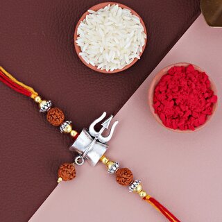                       LUCKY JEWELLERY Oxidised Silver Religious Shiva Rakhi for Brother/Bhaiya/Bhai/Bhabhi - Pack of 1                                              