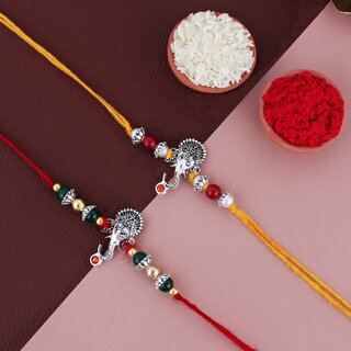 LUCKY JEWELLERY Oxidised Silver Religious Ganesha Rakhi for Brother/Bhaiya/Bhai/Bhabhi-Pack of 2 LUCKY JEWELLERY Oxidised Silver Religious Ganesha Rakhi for Brother/Bhaiya/Bhai/Bhabhi-Pack of 2