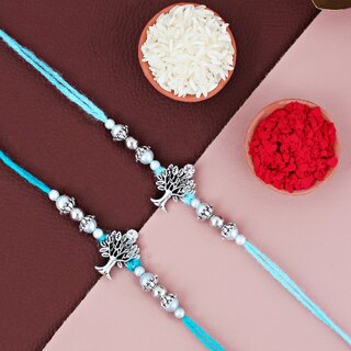 LUCKY JEWELLERY Oxidised Silver Rakhi Bracelet for Brother/Bhaiya/Bhai/Bhabhi - Pack of 2 LUCKY JEWELLERY Oxidised Silver Rakhi Bracelet for Brother/Bhaiya/Bhai/Bhabhi - Pack of 2