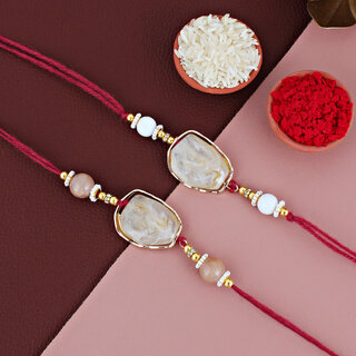LUCKY JEWELLERY Gold Plated Semi Precious Stone Rakhi for Brother/Bhaiya/Bhai/Bhabhi - Pack of 2 LUCKY JEWELLERY Gold Plated Semi Precious Stone Rakhi for Brother/Bhaiya/Bhai/Bhabhi - Pack of 2