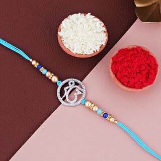 LUCKY JEWELLERY Gold Plated AD Stone Religious Ik Onkar Sikh Rakhi for Bhaiya Bhabhi-Pack of 1 LUCKY JEWELLERY Gold Plated AD Stone Religious Ik Onkar Sikh Rakhi for Bhaiya Bhabhi-Pack of 1