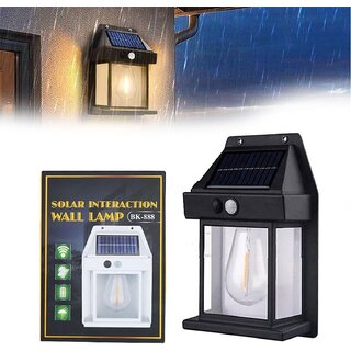                       Solar Lights Outdoor, Wireless Dusk to Dawn Porch Lights Fixture, Solar Wall Lantern with 3 Modes  Motion Sensor, Water                                              