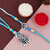 LUCKY JEWELLERY Oxidised Silver Rakhi Lumba Bracelet for Brother/Bhaiya/Bhai/Bhabhi - Pack of 2