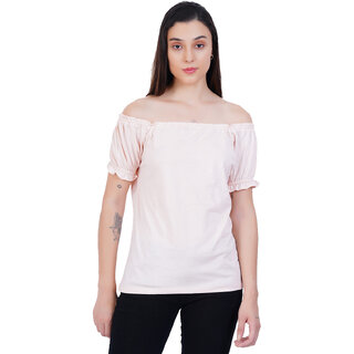                       Womens Peach Puff Sleeve Tops                                              