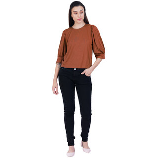                       Womens Rust Round neck Tops                                              