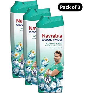                       Navratna Active Deo Cool Talc - Pack Of 3 (50g)                                              