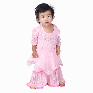                       Kid Kupboard Cotton Baby Girls Kurta and Plazzo Set, Light Pink, Full-Sleeves, 2-3 Years KIDS6441                                              