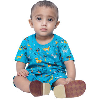                       Kid Kupboard Cotton Baby Boys T-Shirt and Short Set, Blue, Half-Sleeves, 9-12 Months KIDS6438                                              