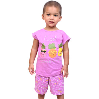                       Kid Kupboard Cotton Baby Girls T-Shirt and Short Set, Light Pink, Half-Sleeves, 3-4 Years KIDS6442                                              