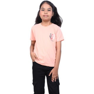                      Kid Kupboard Cotton Girls T-Shirt, Light Pink, Half-Sleeves, 7-8 Years KIDS6454                                              