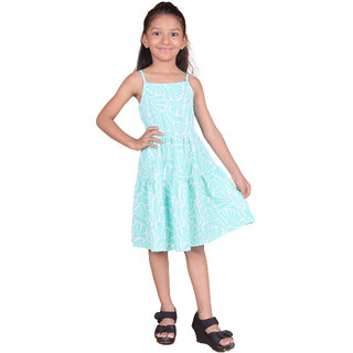                       Kid Kupboard Cotton Girls A-Line Frock, Light Blue, 7-8 Years KIDS6459                                              