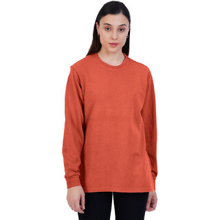                       Womens Garment dye knit  Rust Sweatshirts                                              